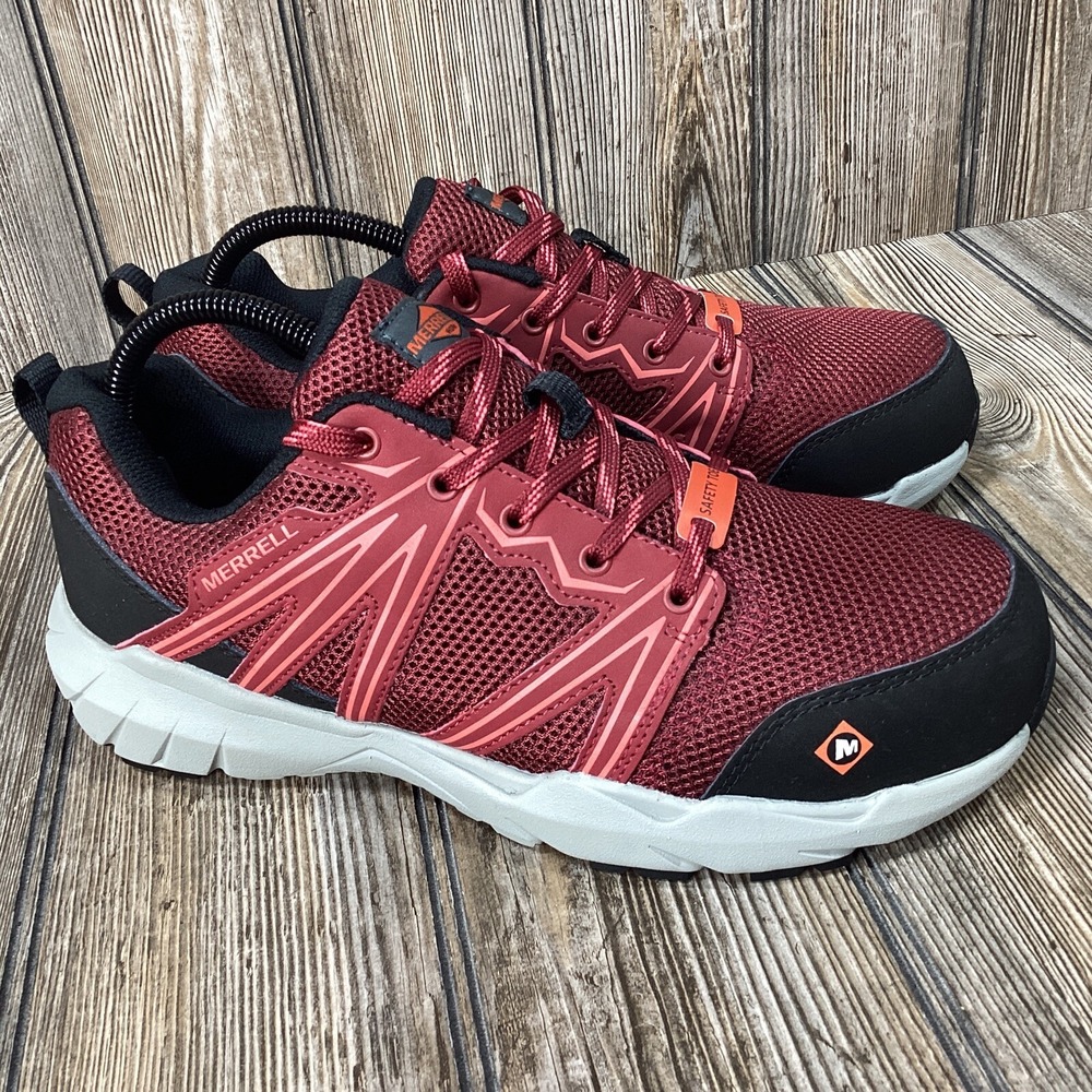 Merrell Womens F2413-18 Work Red Steel Toe Safety Shoes Boots Lace Up Size 7.5